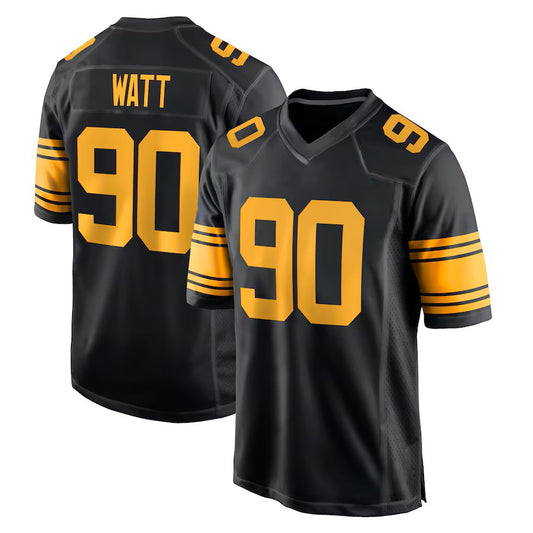 Custom Men's Steelers Black Exact Replica Alternate Football Jersey