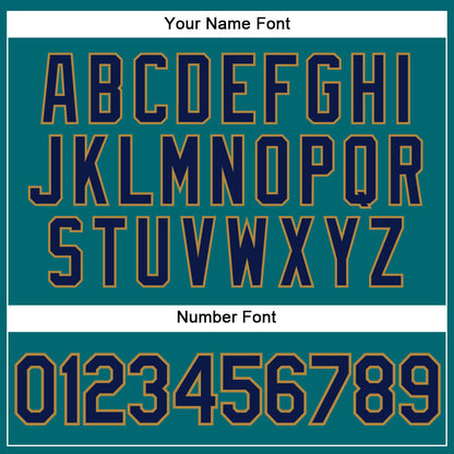 Custom Teal Navy-Old Gold Mesh Authentic Football Jersey
