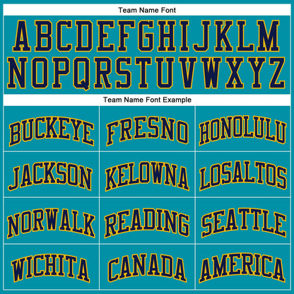 Custom Teal Navy-Gold Authentic Throwback Basketball Jersey