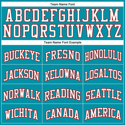 Custom Teal White-Red Authentic Throwback Basketball Jersey