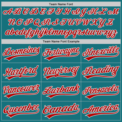 Custom Teal Red-White Authentic Baseball Jersey