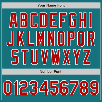 Custom Teal Red-White Authentic Baseball Jersey