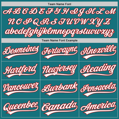 Custom Teal White-Red Authentic Baseball Jersey