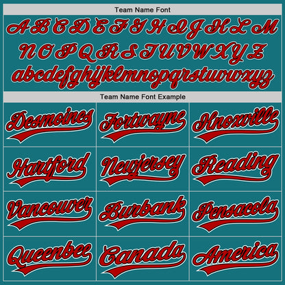 Custom Teal Red-Black Authentic Baseball Jersey