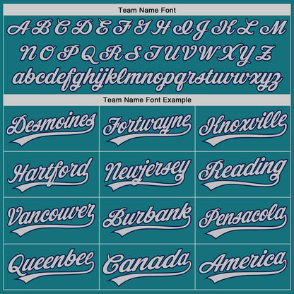 Custom Teal Gray-Navy Authentic Baseball Jersey