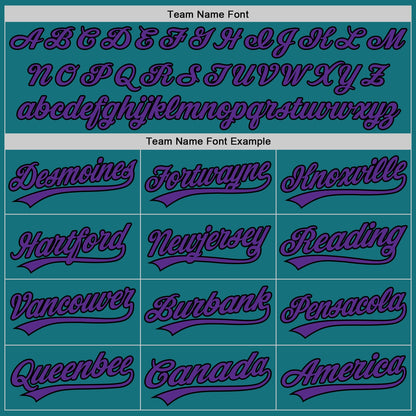 Custom Teal Purple-Black Authentic Baseball Jersey