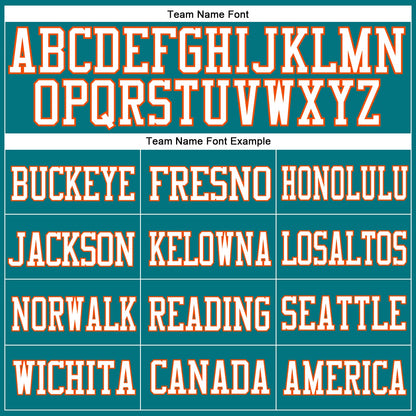 Custom Teal White-Orange Mesh Authentic Football Jersey