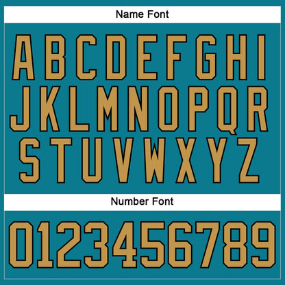 Custom Teal Old Gold-Black Hockey Lace Neck Jersey