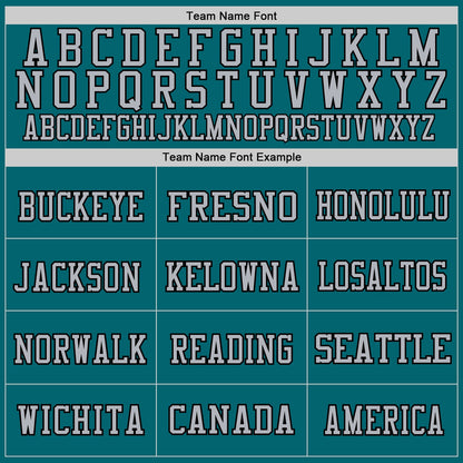 Custom Teal Gray-Black Mesh Authentic Throwback Football Jersey