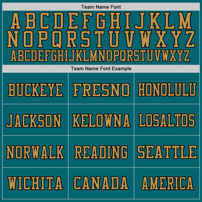 Custom Teal Old Gold-Black Mesh Authentic Throwback Football Jersey
