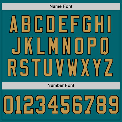 Custom Teal Old Gold-Black Mesh Authentic Throwback Football Jersey
