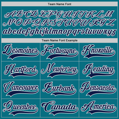 Custom Teal Navy-White Hockey Lace Neck Jersey