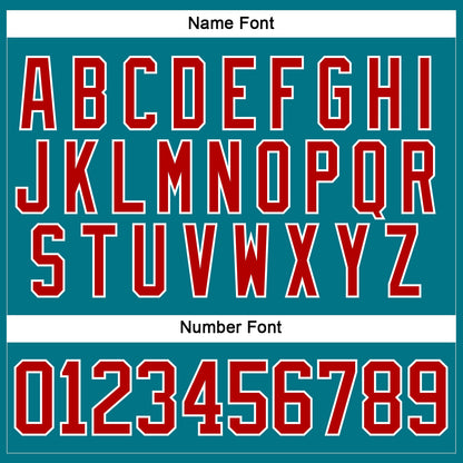 Custom Teal Red-White Hockey Jersey