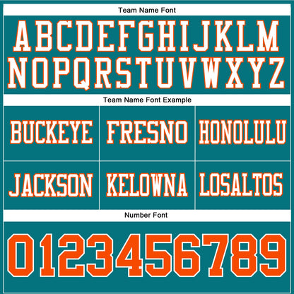 Custom Teal Orange-White Mesh Authentic Football Jersey