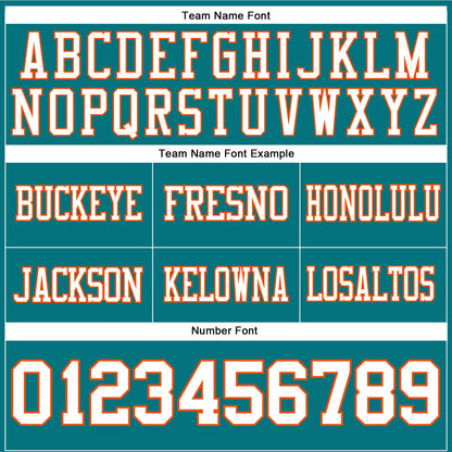 Custom Teal White-Orange Mesh Authentic Football Jersey