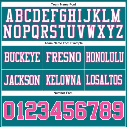Custom Teal Pink-White Mesh Authentic Football Jersey