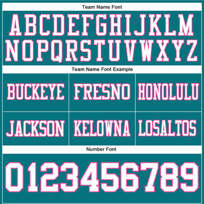 Custom Teal White-Pink Mesh Authentic Football Jersey
