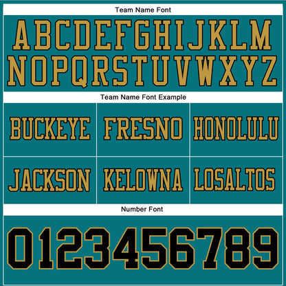 Custom Teal Black-Old Gold Mesh Authentic Football Jersey
