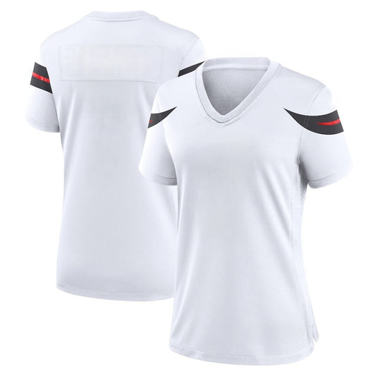 Custom Women's Texans Navy/Red/White Exact Replica Football Jersey