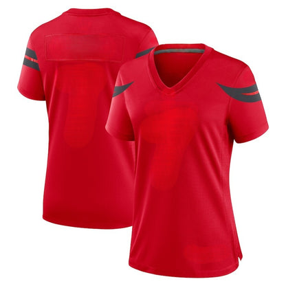 Custom Women's Texans Navy/Red/White Exact Replica Football Jersey