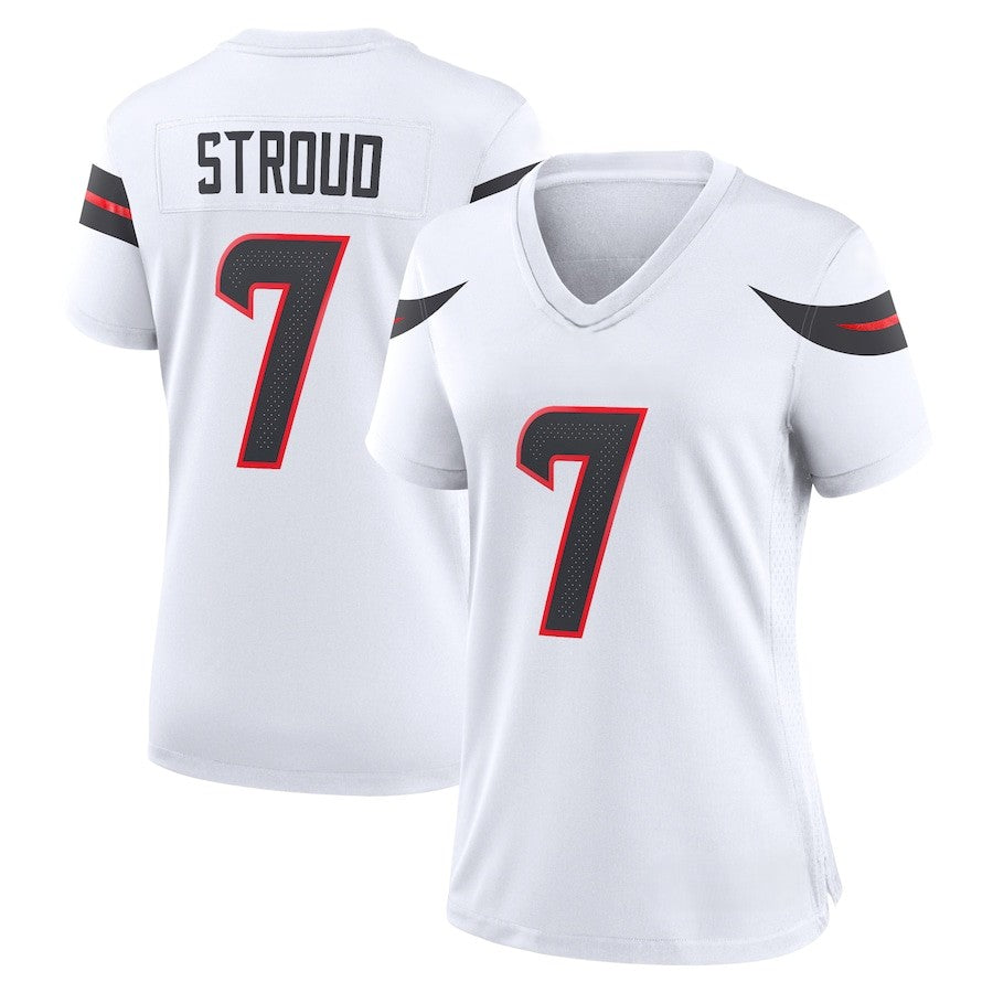 Custom Women's Texans Navy/Red/White Exact Replica Football Jersey