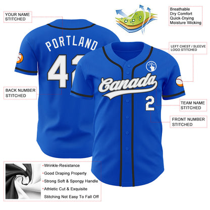Custom Thunder Blue White Gray-Black Authentic Baseball Jersey