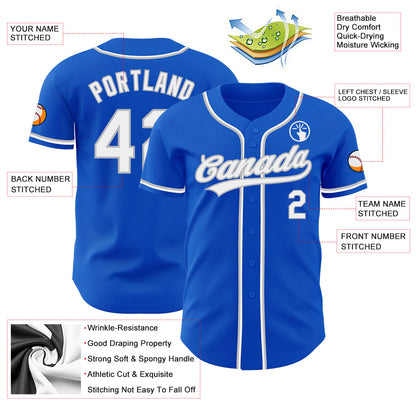 Custom Thunder Blue White-Gray Authentic Baseball Jersey