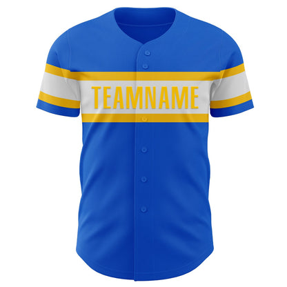 Custom Thunder Blue White-Yellow Authentic Baseball Jersey