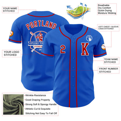 Custom Thunder Blue Red-White Authentic Baseball Jersey