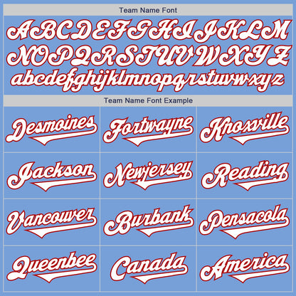 Custom Light Blue White-Red Authentic Two Tone Baseball Jersey