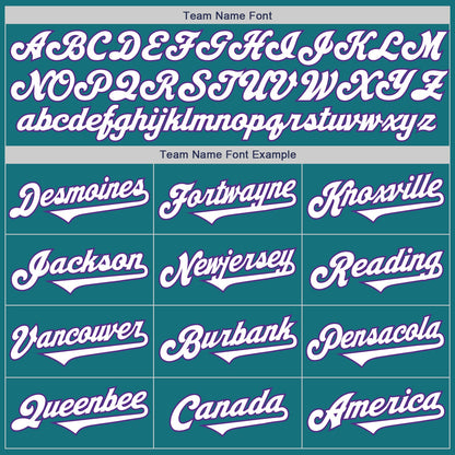 Custom Teal White-Purple Authentic Two Tone Baseball Jersey
