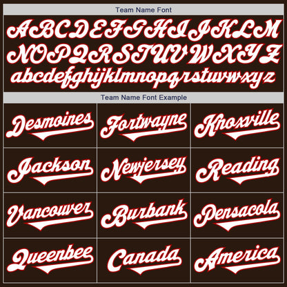 Custom Brown White-Red Authentic Two Tone Baseball Jersey