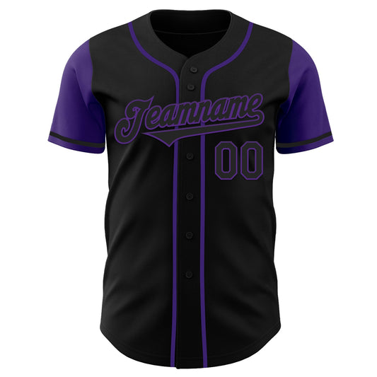 Custom Black Purple Authentic Two Tone Baseball Jersey