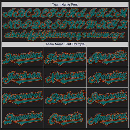 Custom Black Teal-Orange Authentic Two Tone Baseball Jersey