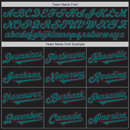 Custom Black Teal-Crimson Authentic Two Tone Baseball Jersey