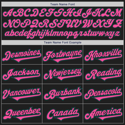 Custom Black Teal-Pink Authentic Two Tone Baseball Jersey
