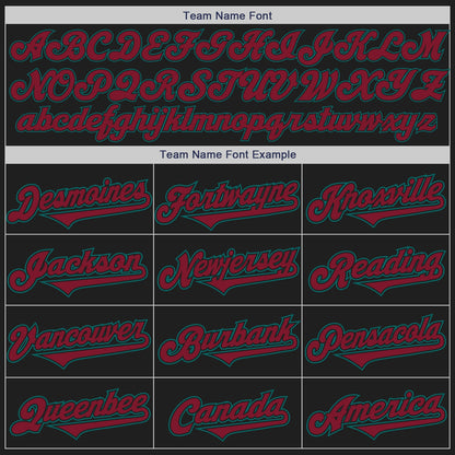 Custom Black Crimson-Teal Authentic Two Tone Baseball Jersey