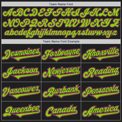 Custom Black Neon Green-Pink Authentic Two Tone Baseball Jersey