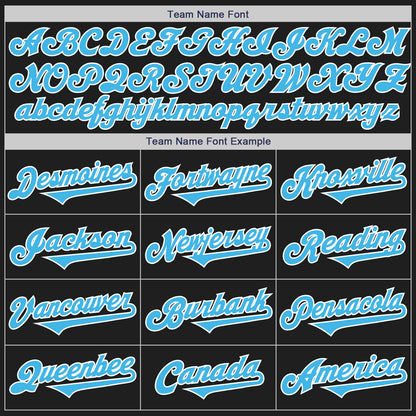 Custom Black Sky Blue-White Authentic Two Tone Baseball Jersey