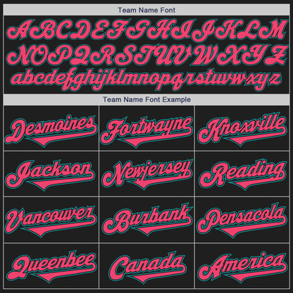 Custom Black Neon Pink-Teal Authentic Two Tone Baseball Jersey