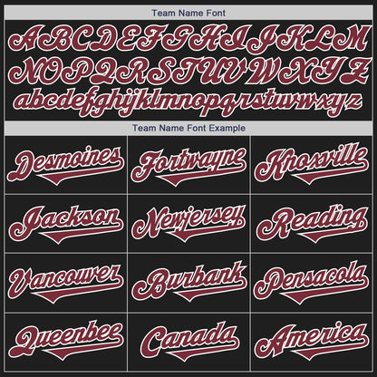 Custom Black Burgundy-White Authentic Two Tone Baseball Jersey