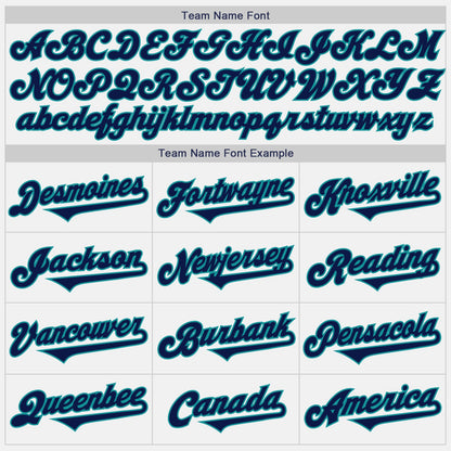 Custom White Navy-Teal Authentic Two Tone Baseball Jersey