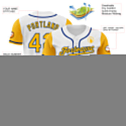 Custom White Gold-Royal Authentic Two Tone Baseball Jersey