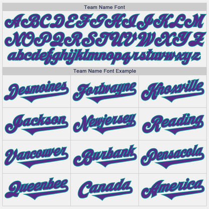 Custom White Purple-Teal Authentic Two Tone Baseball Jersey