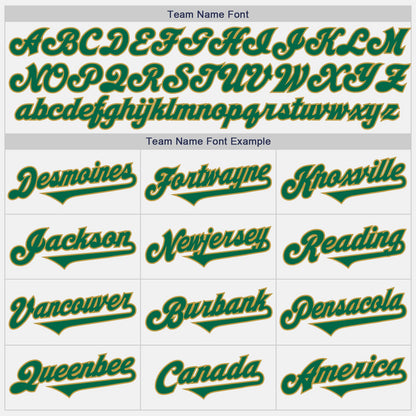 Custom White Kelly Green-Old Gold Authentic Two Tone Baseball Jersey