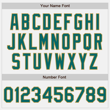 Custom White Teal-Old Gold Authentic Two Tone Baseball Jersey