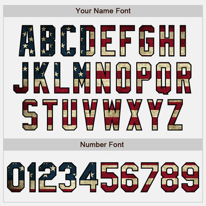 Custom White Vintage USA Flag Black-Olive Authentic Two Tone Baseball Jersey