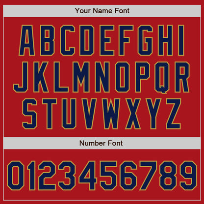 Custom Red Navy-Old Gold Authentic Two Tone Baseball Jersey