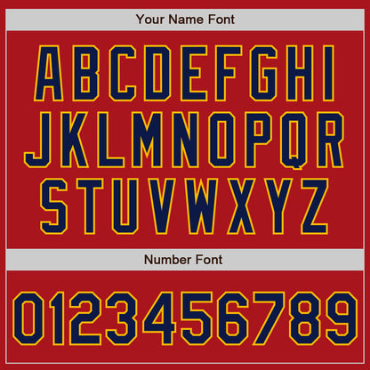 Custom Red Navy-Gold Authentic Two Tone Baseball Jersey