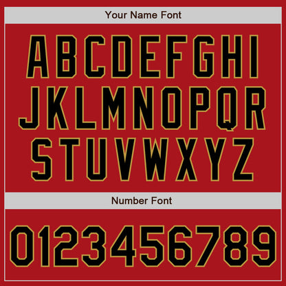 Custom Red Black-Old Gold Authentic Two Tone Baseball Jersey